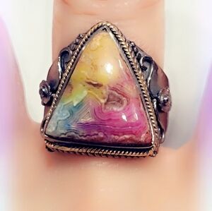 Custom Antiqued Sterling Silver Gemstone Ring